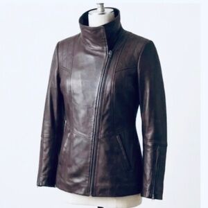 Danier Supple Leather Moto Jacket | Rich Espresso Brown